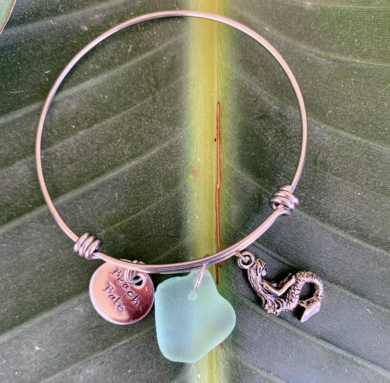 Expandable Beach Babe, Mermaid & Genuine Sea Glass Bracelet image 8