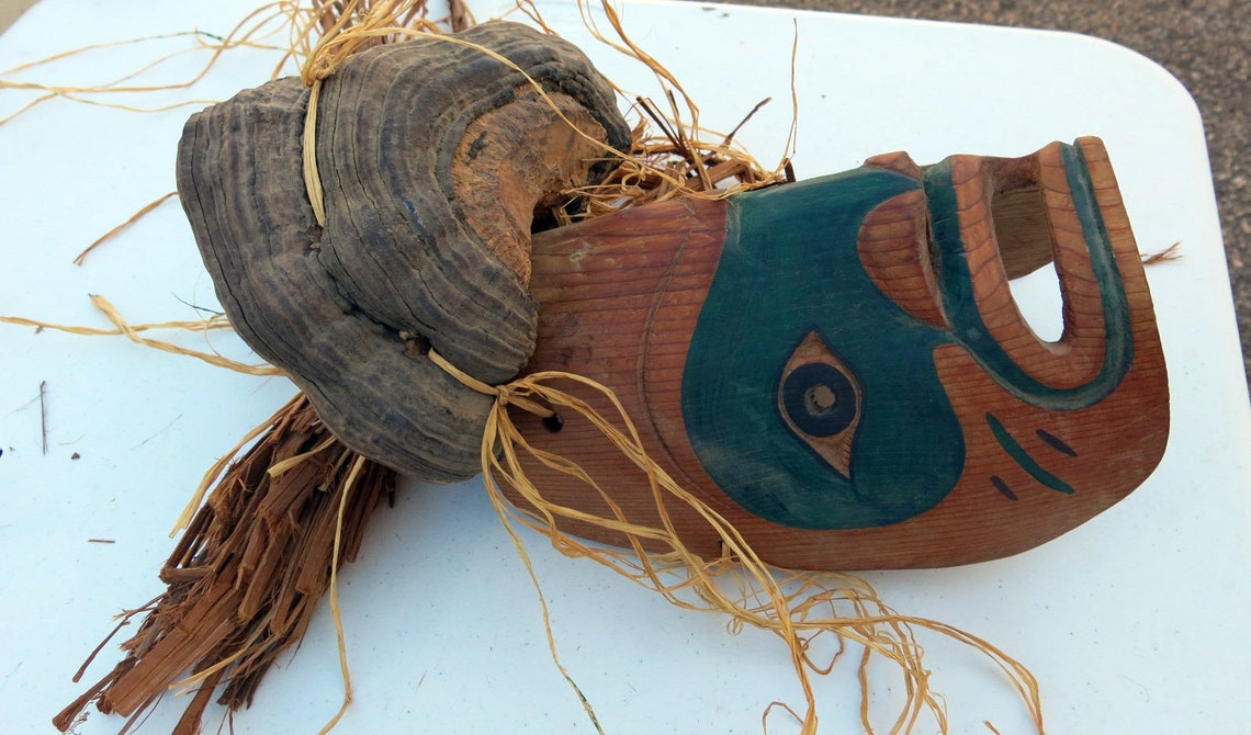 Northwest Coast Makah Cedar Mask with Cedar Bark Hair and | Etsy