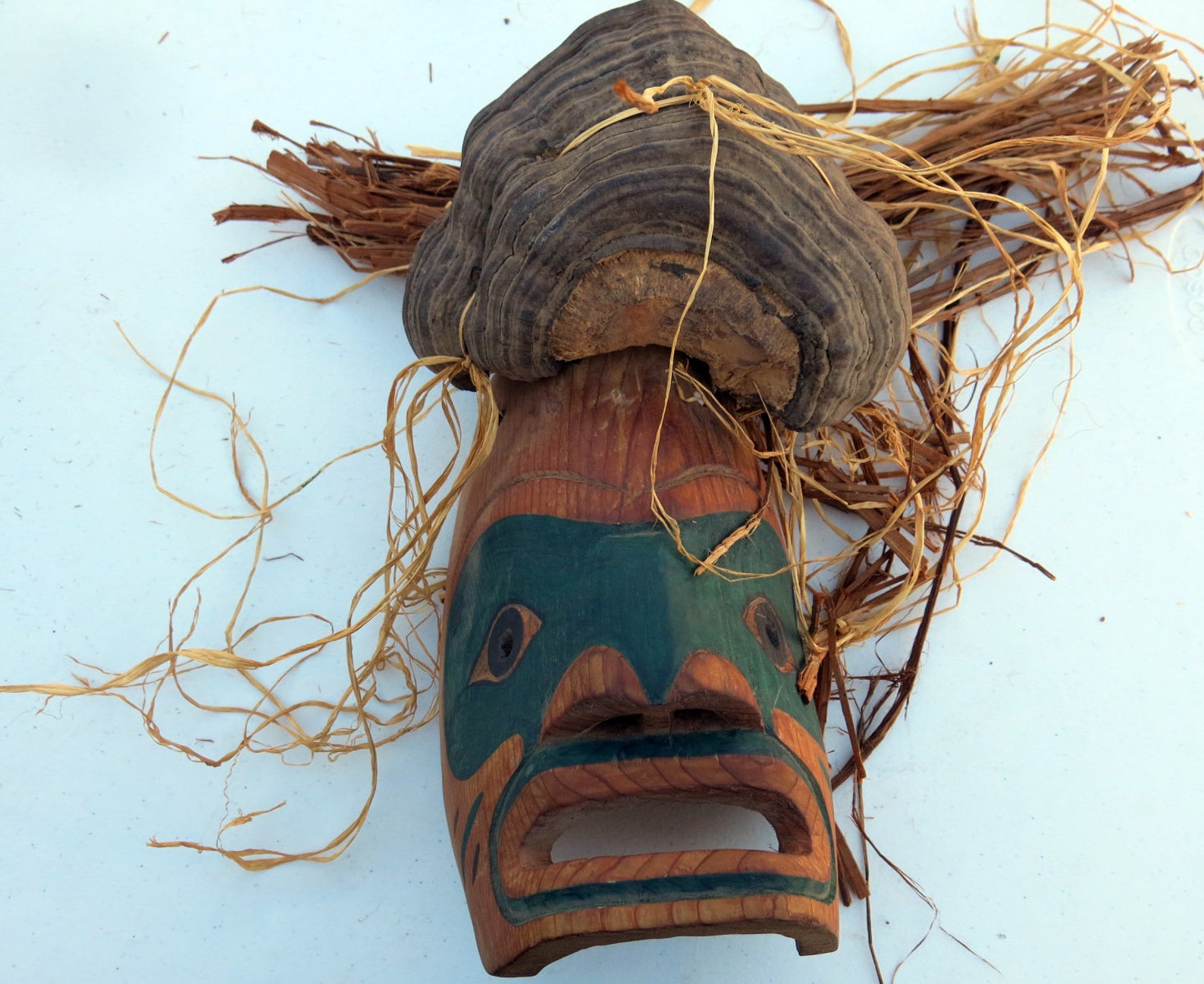 Northwest Coast Makah Cedar Mask with Cedar Bark Hair and | Etsy