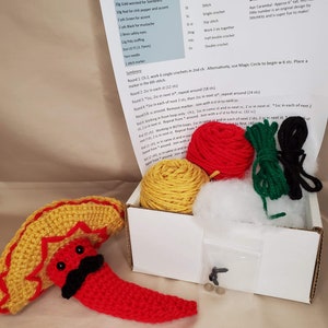 Senor 'Stache the Chili Pepper DIY Crochet Kit Squeak, Rattle or Silent options image 3