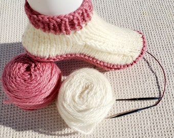Stay at Home Slipper, Easy to Knit Slipper, DIY Yarn Kit