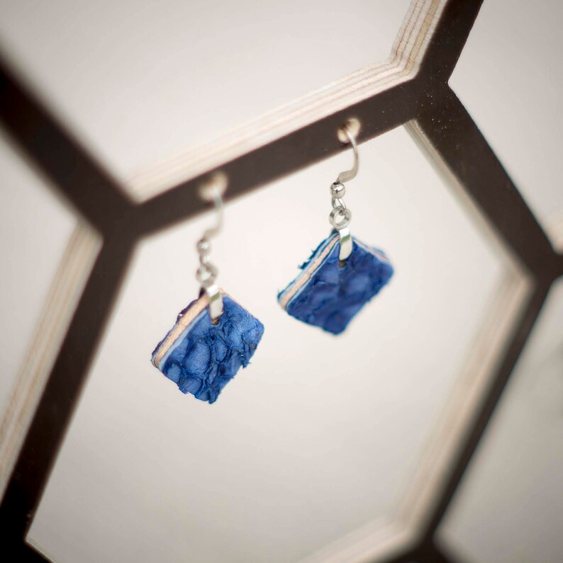 Fish leather Earrings Exotic leather Travel gift Etsy