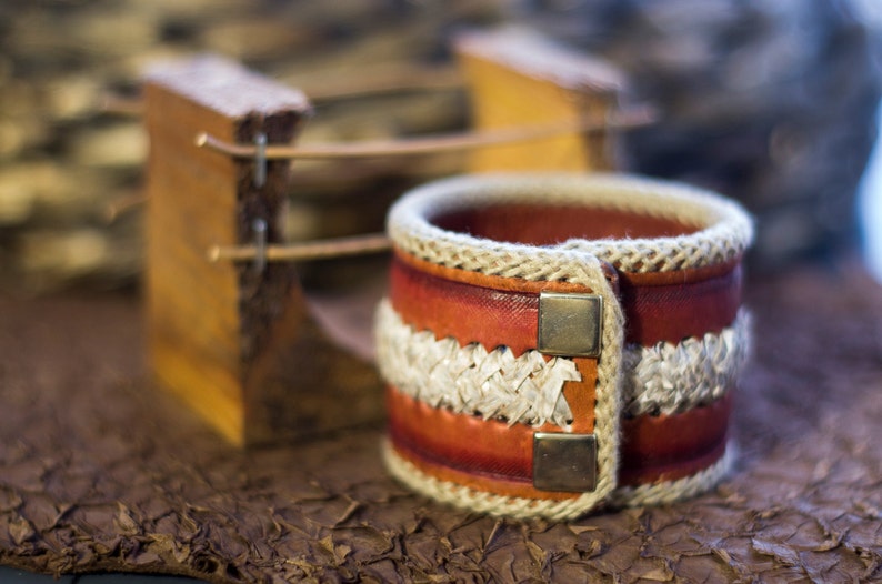 Handmade Leather Bracelet Icelandic fish Salmon skin Accessory Leathercraft Fashion style Original gift Souvenir