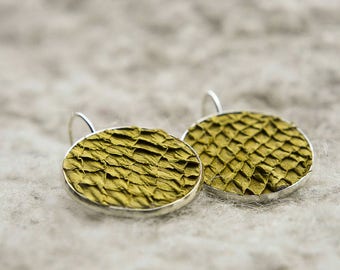 Silver earrings from fish leather, Christmas gift for women