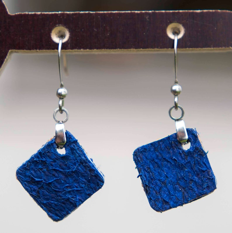 Fish Leather Earrings Exotic Leather Iceland Leather Etsy