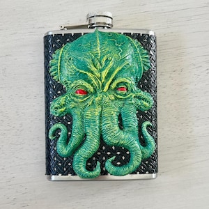 Octopus/Squid Green Nautical Inspired Stainless Steel Flask