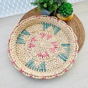 Woven Multi-Color Boho Coil Basket - Vintage Hanging Wall Basket