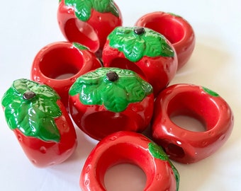 Strawberry Napkin Ring Holders (Set of 8) Vintage