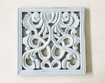 Gray Carved Wood Wall Décor - Set of 2