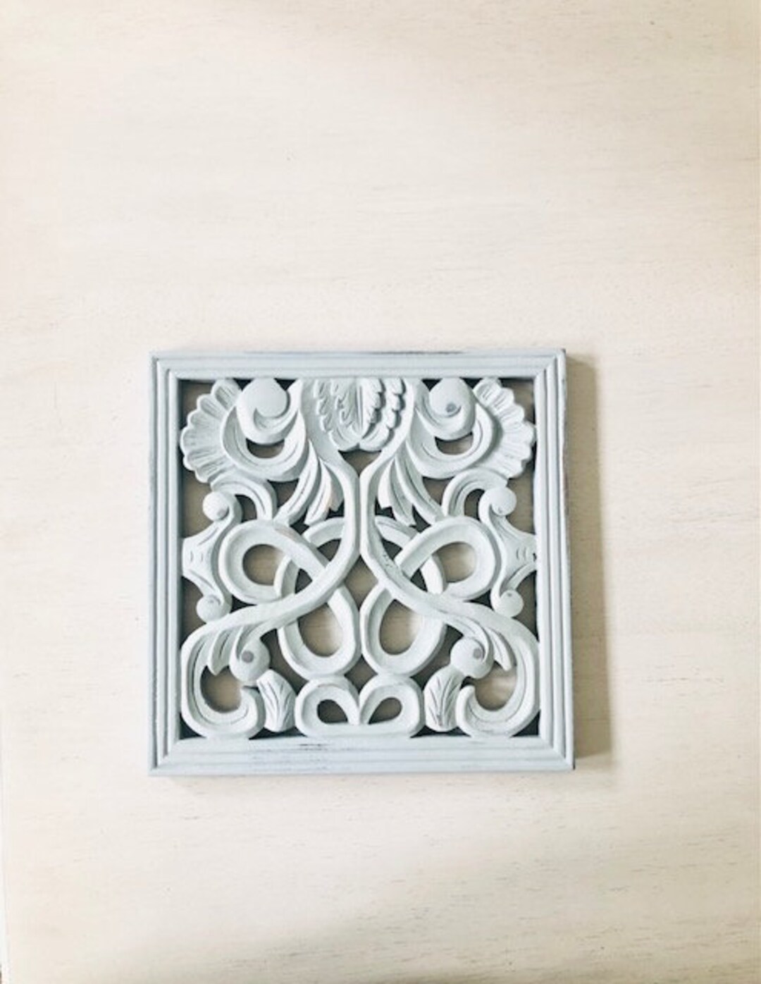 Gray Carved Wood Wall Décor Set of 2 Etsy