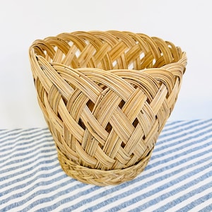 Large Woven Brown Wicker Planter Basket