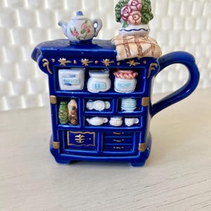 Blue Coffee Tea Ceramic Creamer The Village Manor House Hand-painted Piece