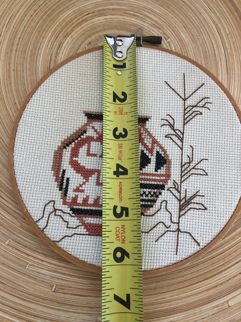 Aztec Tribal Boho Cross Stitched Art Completed