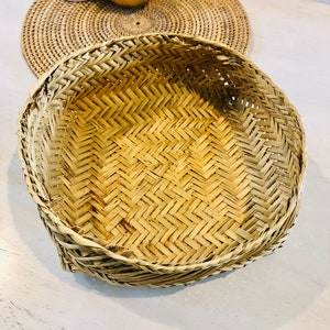 Large Round Straw Tray Basket