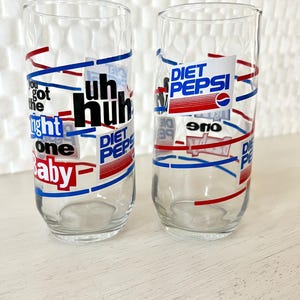 Vintage 1990s Set of 2 Diet Pepsi Glasses “ You Got The Right One Baby” Ray Charles