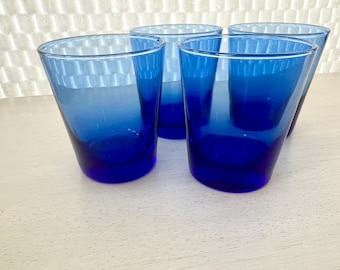 Vintage Cobalt Blue Glassware Set: Anchor Hocking Mugs, Libby