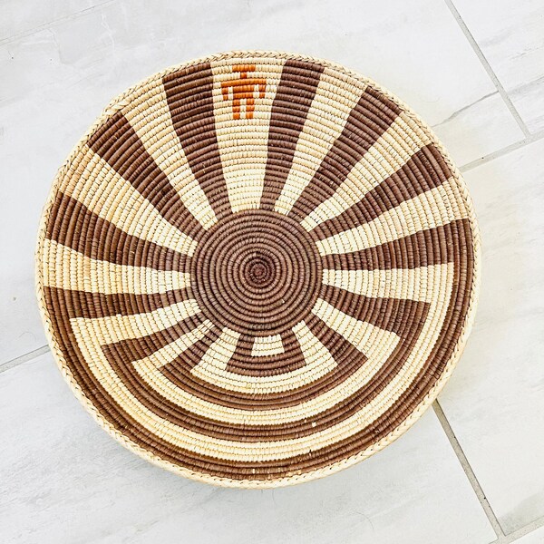 Woven Vintage Boho Tribal Coil Basket