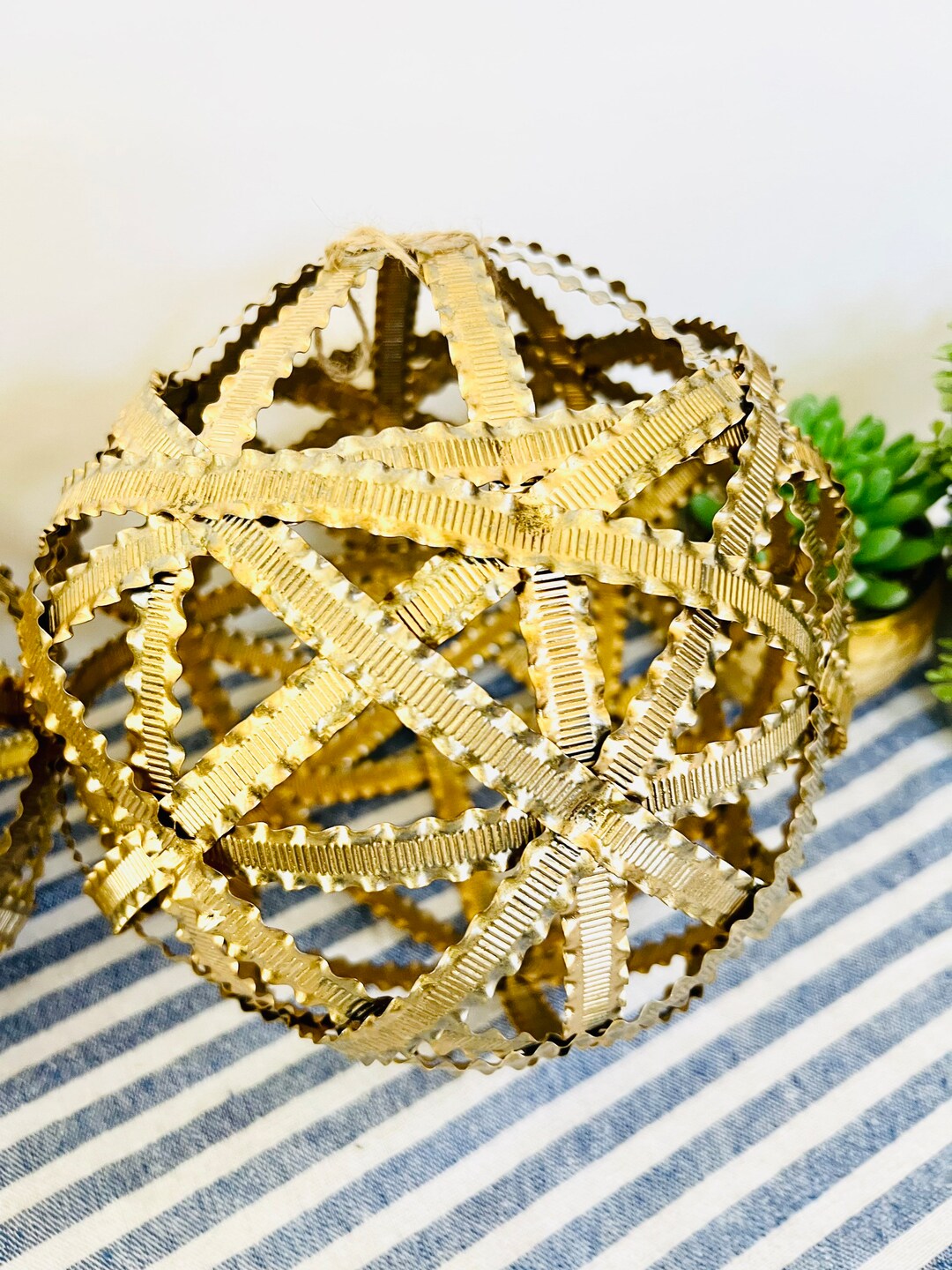 Large Brass Tone Metal Decorative Balltopiary Sphere/bowl Filler Etsy