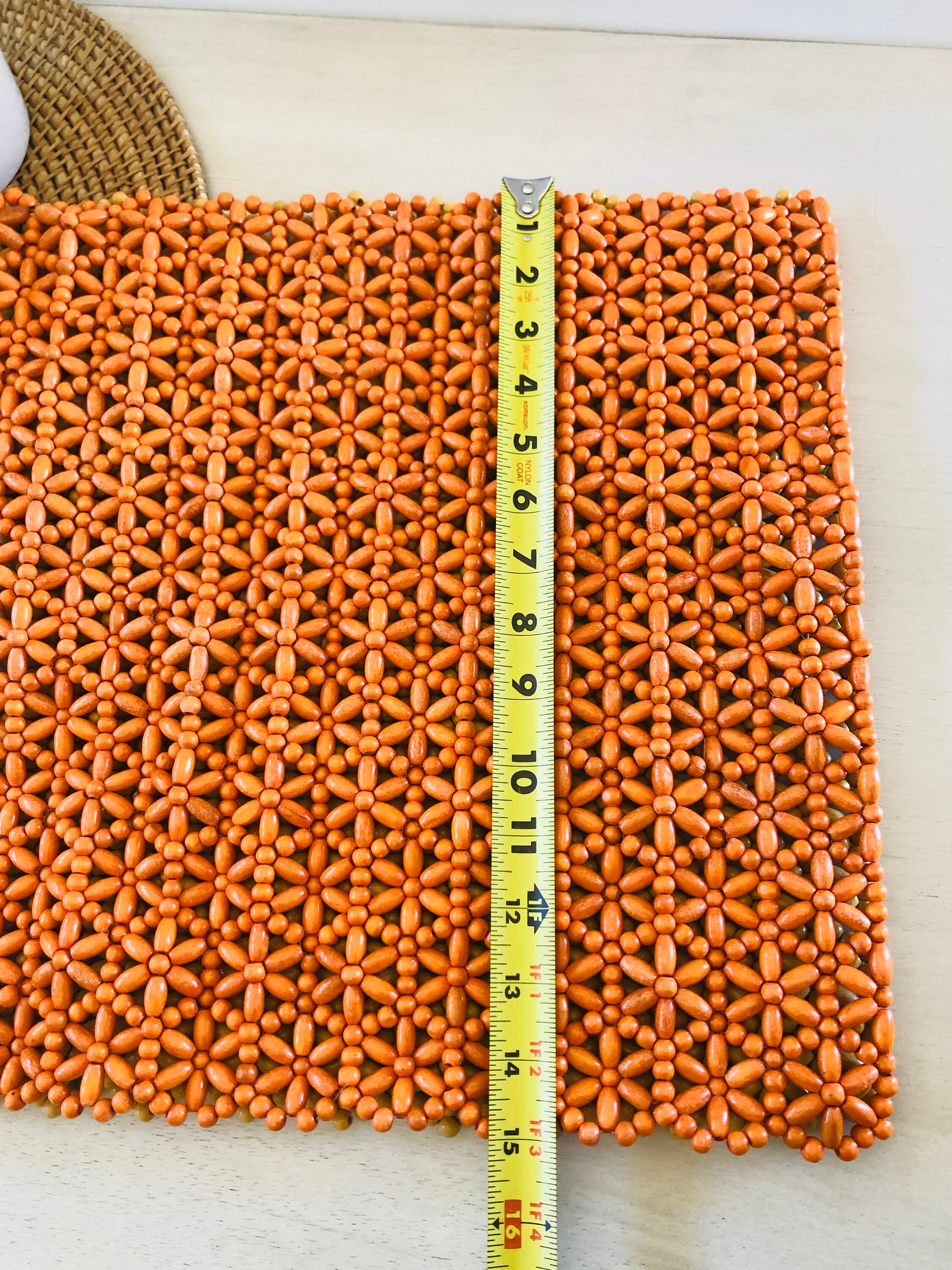 Set of Two Wooden Bead Placemats 1 Orange & 1 Beige Etsy