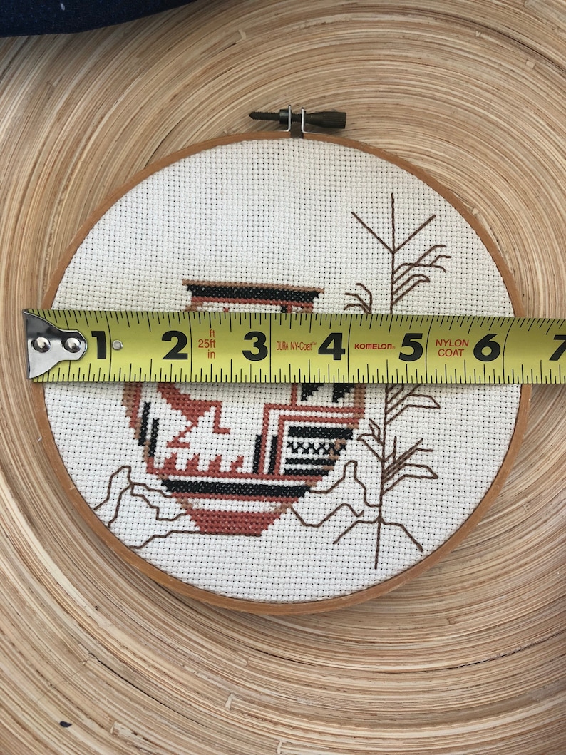 Aztec Tribal Boho Cross Stitched Art Completed