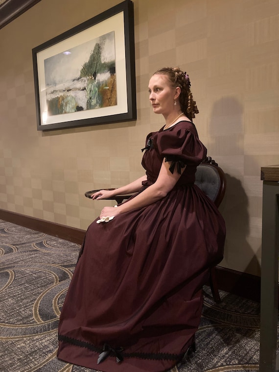 Maroon Victorian Evening Gown - Etsy