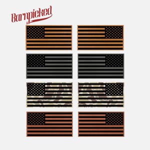 Laser Engraved American Flag Patch, Leatherette Iron-On Hat Side Panel
