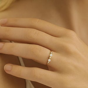 Anti Stress Anxiety Ring - Stress Relief Ring - Adjustable Fidget Ring - Spinner Ring - Worry Ring - Opal thin Ring