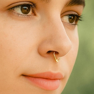 16 gauge Septum Jewelry, 16g Septum Ring, Triangle Septum Piercing - Drop Septum Hoop - V Septum - Hugging Septum