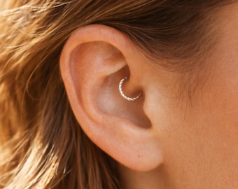 16g Daith Earring Piercing - Diamond Cut Daith Hoop 16g - Silver 16 gauge Daith Hoop Earring - Daith Jewelry - Thin Daith