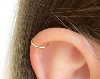 Rose Gold Helix Earring Hoop Piercing 18g - Helix Ring - Simple Helix Piercing - Tiny Cartilage Ring