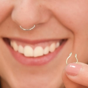 Faux Septum Ring, Gold septum, gold nose ring, fake nose ring, thin delicate septum, septum piercing, fake nose hoop