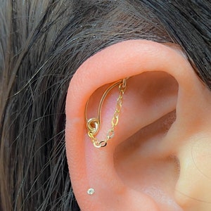 Versteckte HELIX - Geschwungene Helix Kette - Geschwungene Helix Kette - Geschwungene Helix Ohrring - Helix Ohrring Gold Rose Silber - Breites Helix Piercing - Helix Schmuck