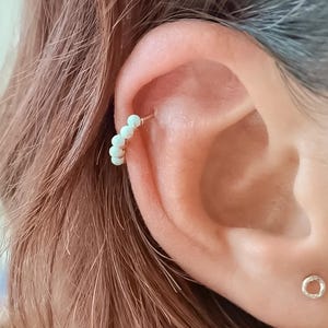 Helix Earring Hoop Opal - White Opal Helix - Helix Ring Gold Silver Rose - Helix Hoop with Tiny Opals - Helix Ring Piercing - Cartilage Hoop