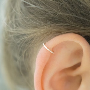 Mother Day - Helix Earring Cartilage Piercing 18g - Diamond Cut Helix Hoop - Silver Helix Hoop Earring - Helix Jewelry - Top Ear Earring