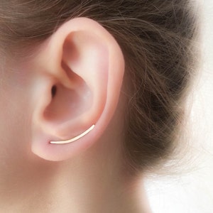 Earring Pins- Flat Earrings- Dainty Earrings- Curved Bar Earrings- Earring Climbers- Rounded Bar Earrings-Line Earrings-comfortable earrings