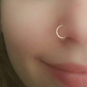 Mother Day - Gold Tiny Nose Ring-Nose Ring Hoop-Tiny Nose Ring-Tiny Nose Hoop-Hammered Nose Ring-Simple Nose Ring