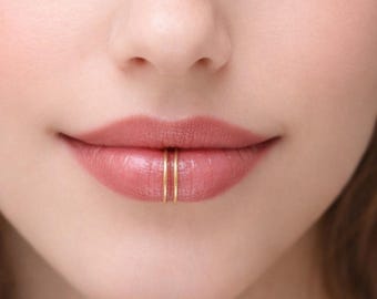 Piercing per labbra finto - Clip per polsino per labbra a doppia fascia - Piercing per labbra finto, gioielli non forati