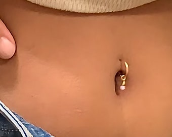 Piercing Ombelico Farfalla In Acciaio Chirurgico Con CZ - Oro E Argento, 14G 10mm, Per Donne - Foto 9