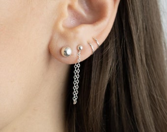 Pendientes largos de cadena en plata de ley o chapados en oro de 14k. Regalo de Navidad para ella.