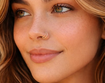 Kakonia Neusringen voor Vrouwen en Mannen - 20G 316L Roestvrij Staal Hoop en L-Vormige Studs - Zilver, Goud, Rose Goud, Zwart, Regenboog Piercing Sieraden