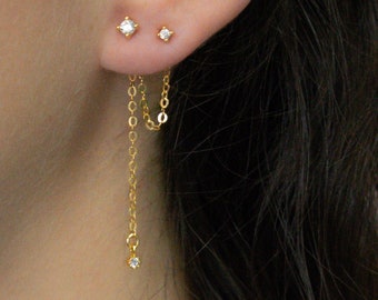Ohrring Kette Charm - Helix Kette - Piercing Kette - Doppel Ohrring Kette- Mehrere Piercing Kette - Conch Kette - Ohrstecker Kette