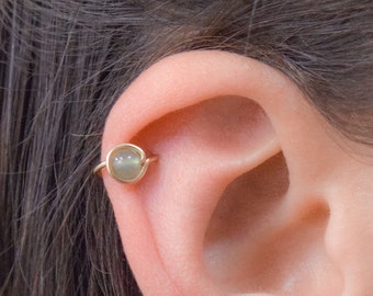 Mother Day - Jade Helix Hoop - Jade Helix Earring - Jade Piercing - Jade Cartilage Earring