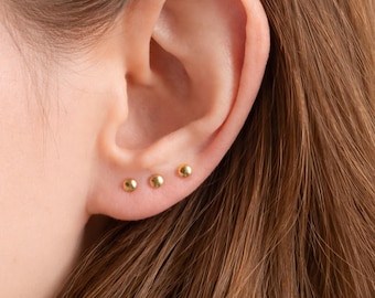 Kleine roségouden oorbellen, kleine roségouden oorbellen, mix en match oorbellen, kleine oorbellen set 2 mm 3 mm 4 mm