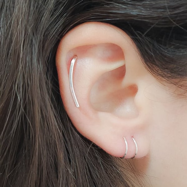 HELIX calibro 16 - Orecchino lungo per elica - Orecchino lungo per cartilagine - Elica 16 g - Gioielli per elica - Piercing per elica in argento - Helix Climber