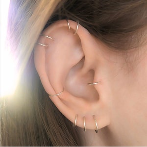 Piercing all'orecchio, piercing a cerchio sottile, setto, elica, cartilagine, rook, daith, trago, ombelico, sopracciglio, anello in oro, argento, rosa