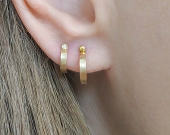 Mother Day - Small Thick Hoop Earrings - Thick Hoops - Tiny Hoop Earrings - Stud Hoops - Hoop Earrings with Posts