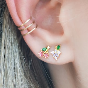 Fruit Earrings Set- Stud Earring Set for multiple piercings- Mix and Match Set- Earrings Pack- Colorful Earrings- Fun Earrings- Gift kids