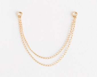 Goldkette für Ohrringe - Goldkette für Piercings - Ohrring Kette- Cabrio Ear Jacket - Knorpelohrring - Doppelohrring Kette
