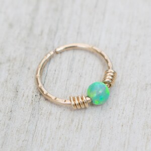 Opal Helix Ring Septum Nose Hoop - Septum Ring Opal - Nose Ring Gold Opal - Opal Piercing