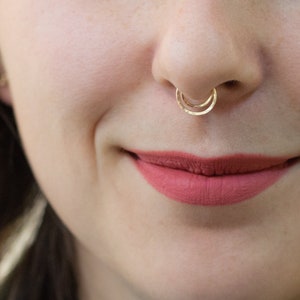 Fake Septum Ring - Fake Double Septum Ring - Fake Nose Ring - Clip on Septum - No piercing Septum